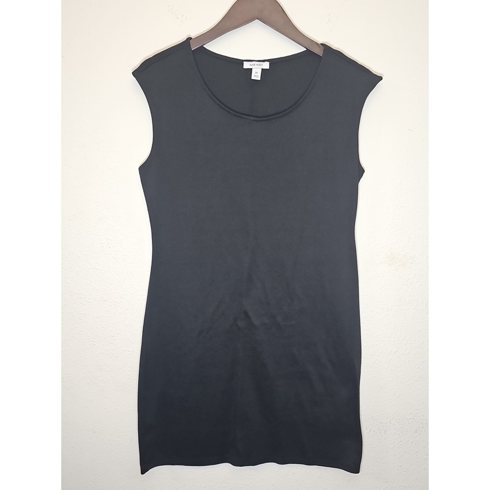 Nine West Solid Black Dress Women's Medium Knee Length Sleeveless Casual